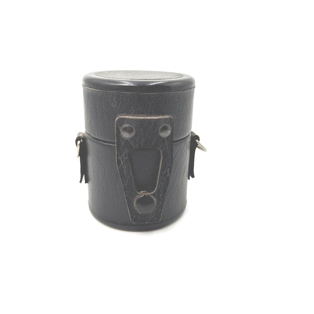 Vintage Black‎ Faux Leather Padded Camera Lens Case Cylindrical Snap Closure